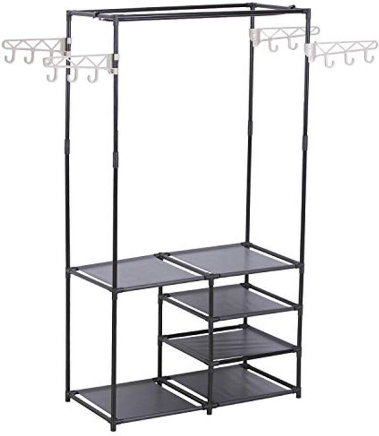 Robuust kledingrek met schoenenrek en haken voor hal en slaapkamer