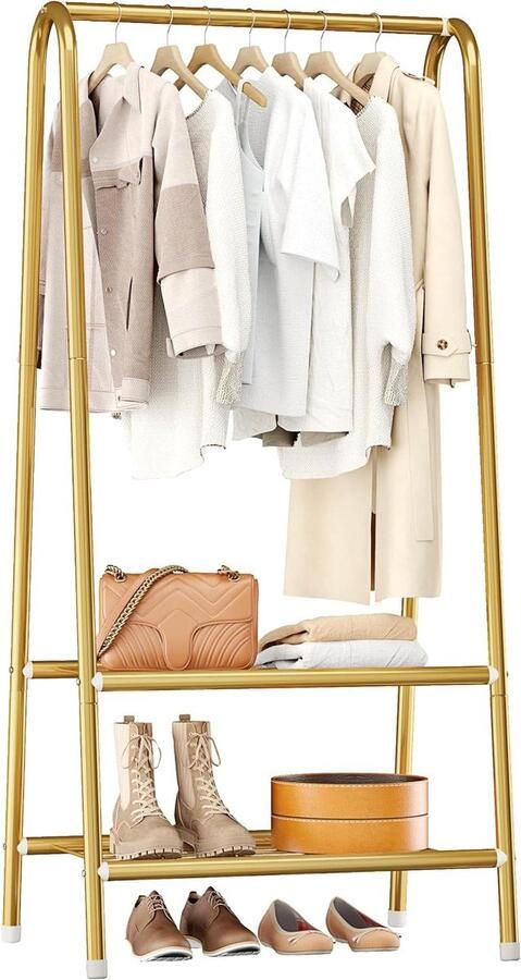 Robuust Metalen Kledingrek Hangende Kleding Ruimtebesparend 24.40 L x 13.80 W x 62.00 H kapstok hangend met plank