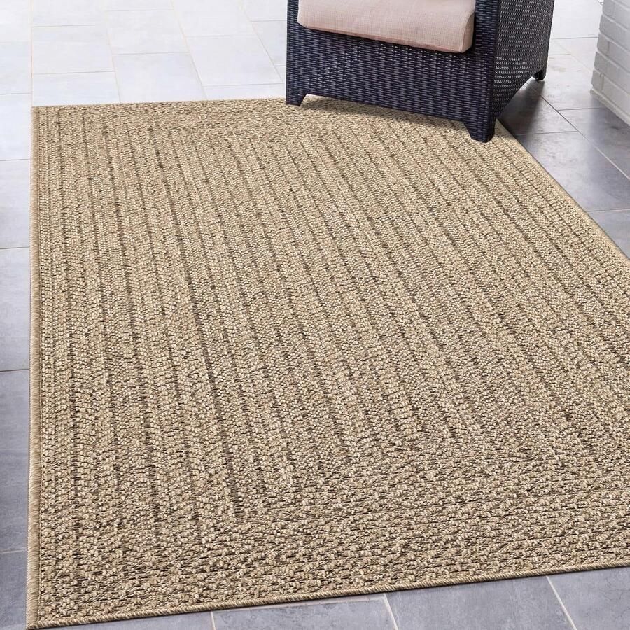 Robuust Weerbestendig Tapijt voor Binnen en Buiten in Jute Look 120 x 170 cm