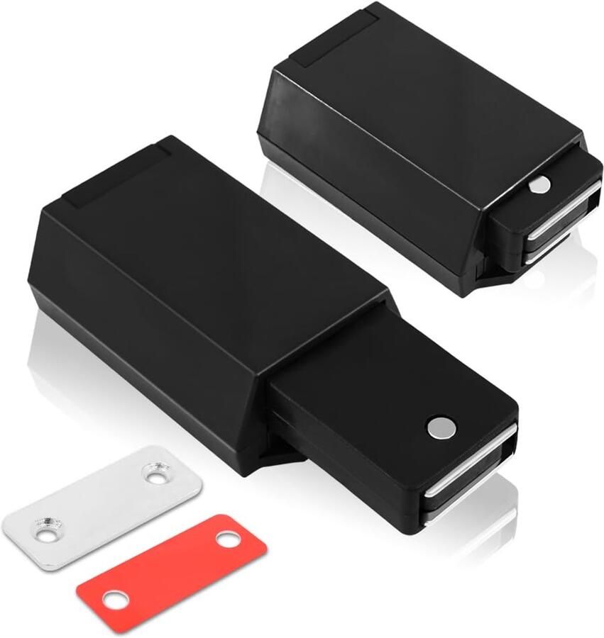 Robuuste deurvergrendeling met drukknop 2-pack zwarte magnetische drukknoppen verborgen hardware met drukknopvergrendeling voor kasten met drukknop magnetische vergrendeling voor kasten laden kledingkasten en keukendeuren