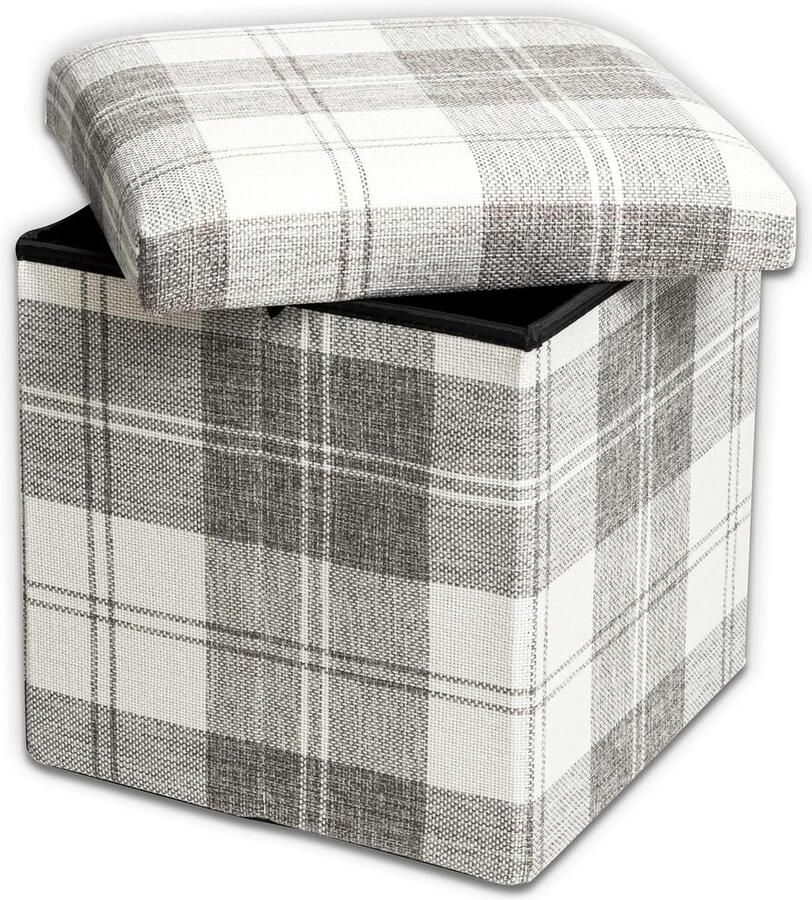 Robuuste en elegante opvouwbare zitzak van stof 30 x 30 cm strepenpatroon wit