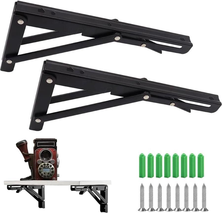 Luvetrex Robuuste en Ruimtebesparende Opvouwbare Plankdragers Set van 2 voor Toepassingen