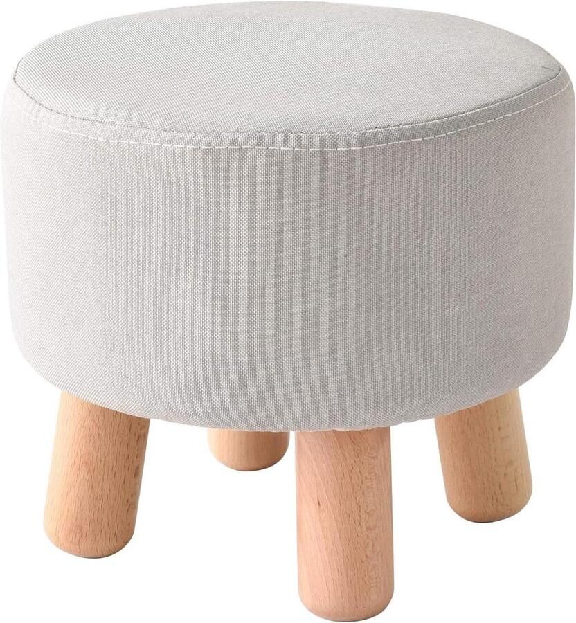 Robuuste houten Ottomaanse poef zitting voetensteun Modern design ronde schoenkruk voor woonkamer eetkamer slaapkamer grijs RF-469