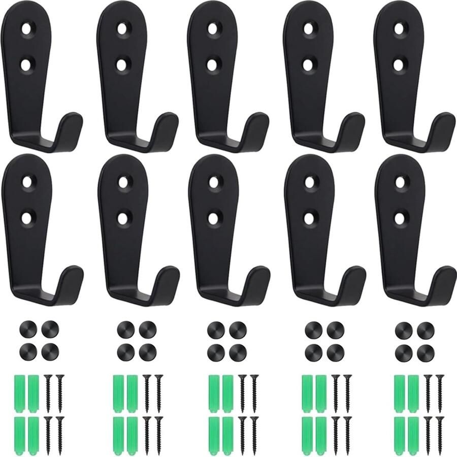 Robuuste kapstokhaak roestvrij staal mat zwart 1 stuk