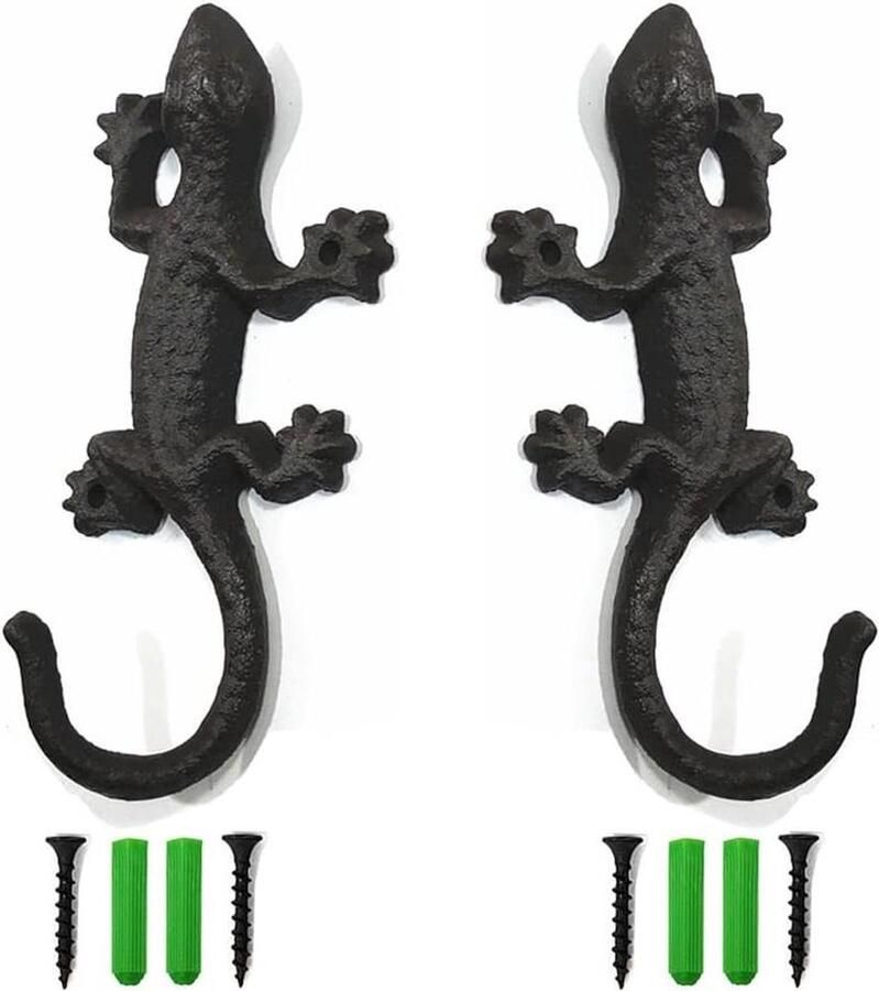 Robuuste Kapstokhaken Rustiek Design Vintage Wandhaken 2 Stuks Met Schroeven en Rubberen Doppen Kapstokhouder voor Kapstokdeur Badkamer Keuken