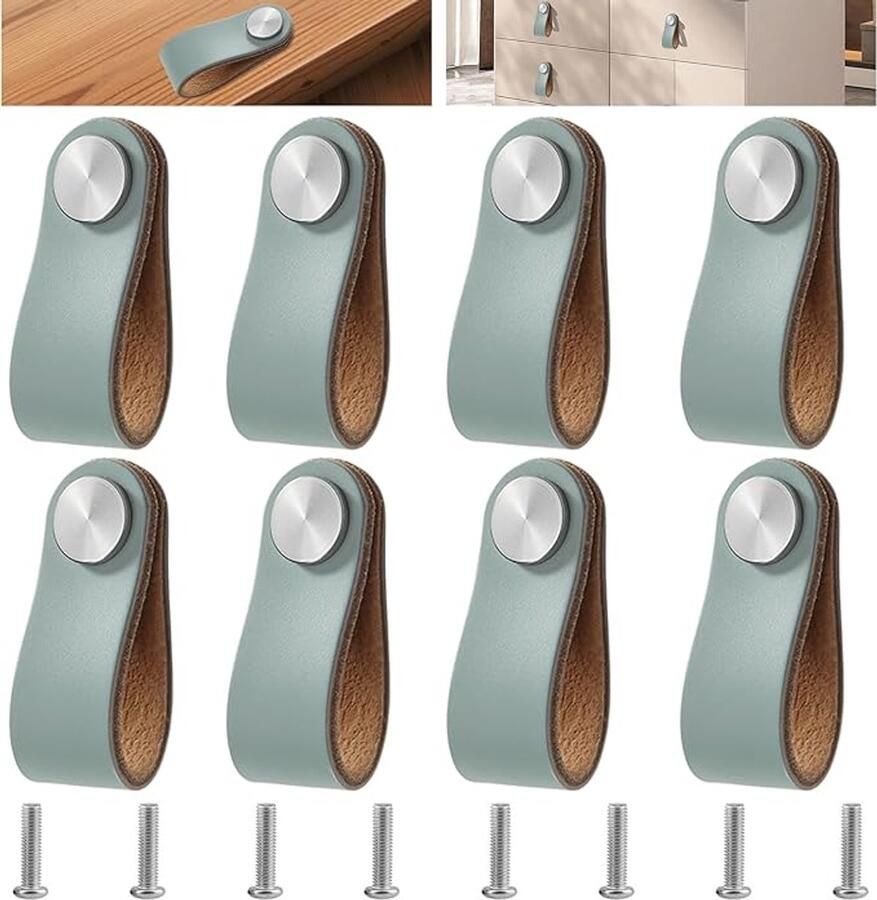 Robuuste leer blauw 8 deurknoppen kast handvat 8 stuks voor dagelijks