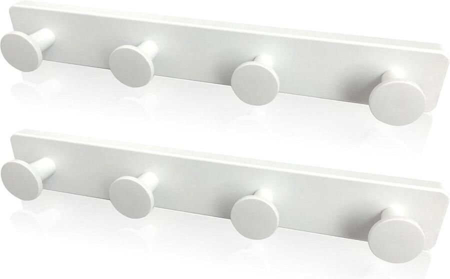 Robuuste witte wandkapstok voor eenvoudige montage originele haken voor hal badkamer slaapkamer keuken (set van 2)