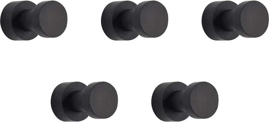 Robuuste Zelfklevende Muurhaken voor Badkamer Keuken en Meer 5 Stuks Zwart