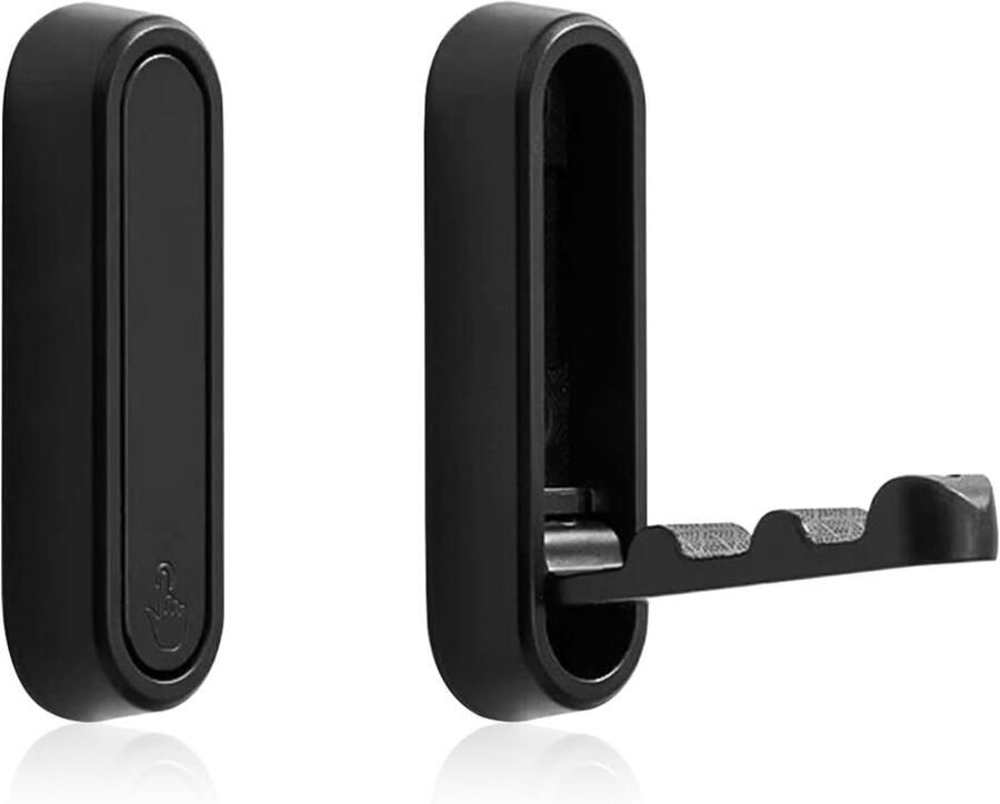 Robuuste zwarte opvouwbare wandhaken ruimtebesparende opvouwbare kledinghaken voor badkamer kast entree keuken handdoek badjas tas en hoedophanging eenvoudige montage zinklegering corrosiebestendig 2 stuks(zwart)