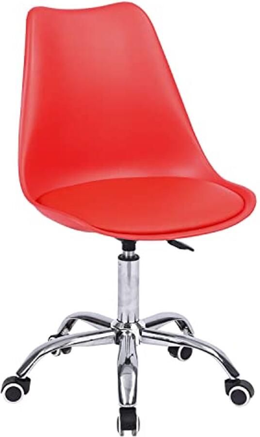 Rode bureaustoel met wieltjes draaibaar en in hoogte verstelbaar