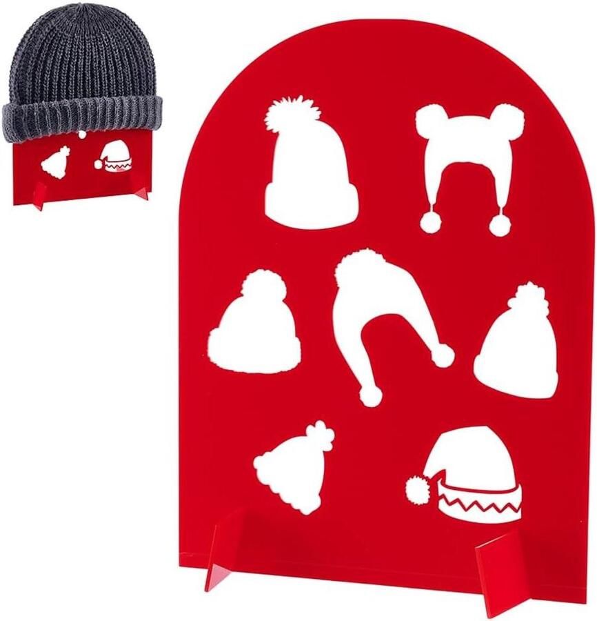 Rode Gebreide Hoed Stand Boogvormig Rek voor Hoeden Display Stand voor Haaraccessoires voor Stropdassen en Hoofdbanden Slaapkamer- en Kledingkast Organizer 32x24 9cm