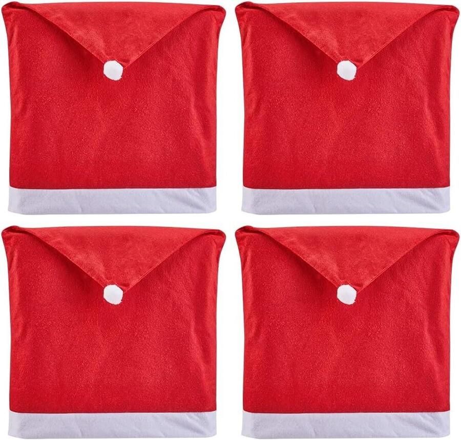 Rode hoed eetkamerstoelhoezen set van 4 kerstman hoed stoel rugleuning wasbare stoelhoezen voor thuis diner kerst banket feestvacantie festival