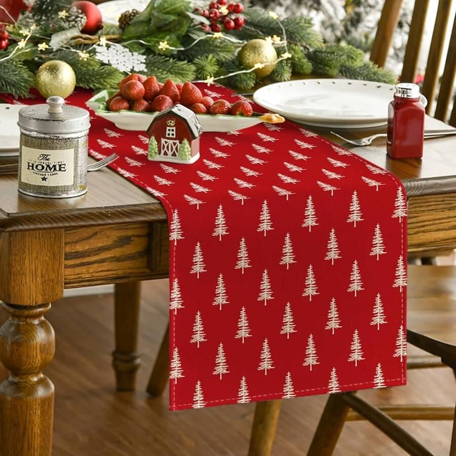 Rode Kerstmis Tafelloper 40x140cm Winter Decoratie