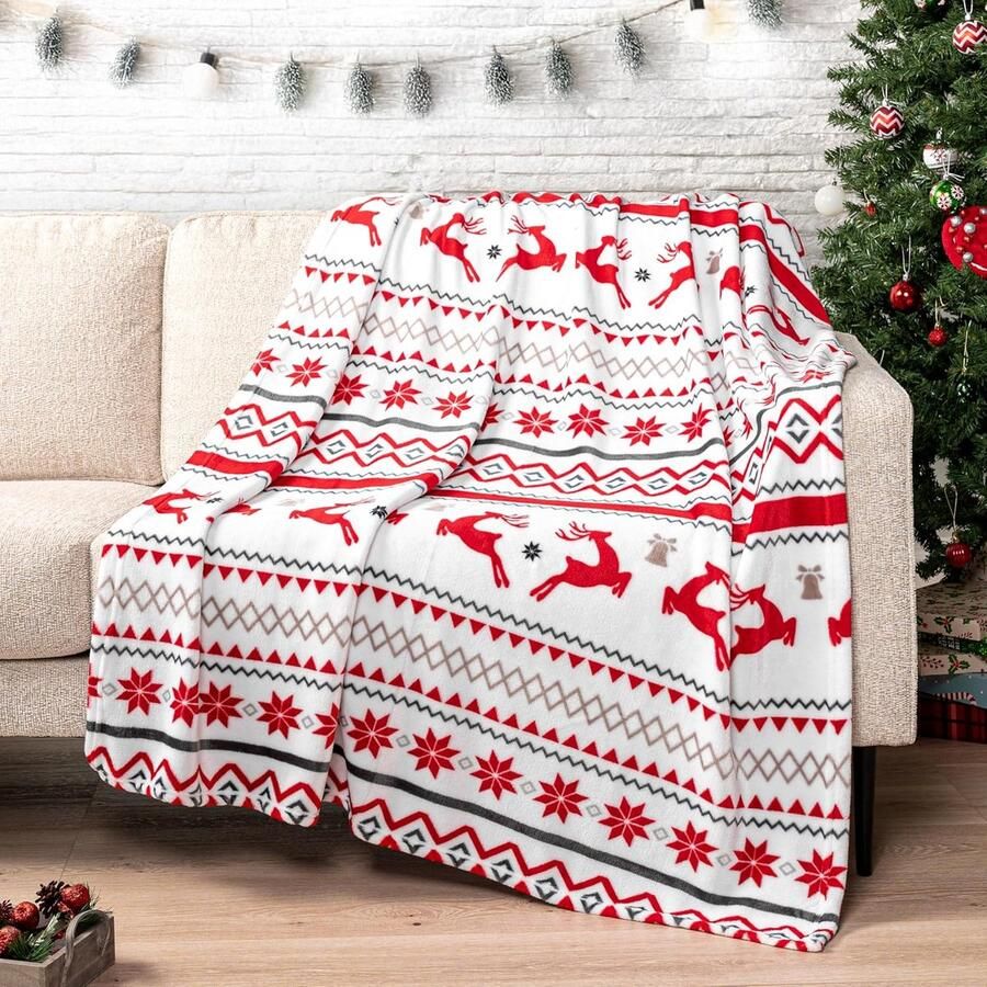 Rode Sneeuwvlok Dekbedovertrek Kerst Dekenserie Winter Vakantie Beddegoed Superzacht Flanel Fleece Pluche Knusse Deken Voor Bank 50 x 60 Inch