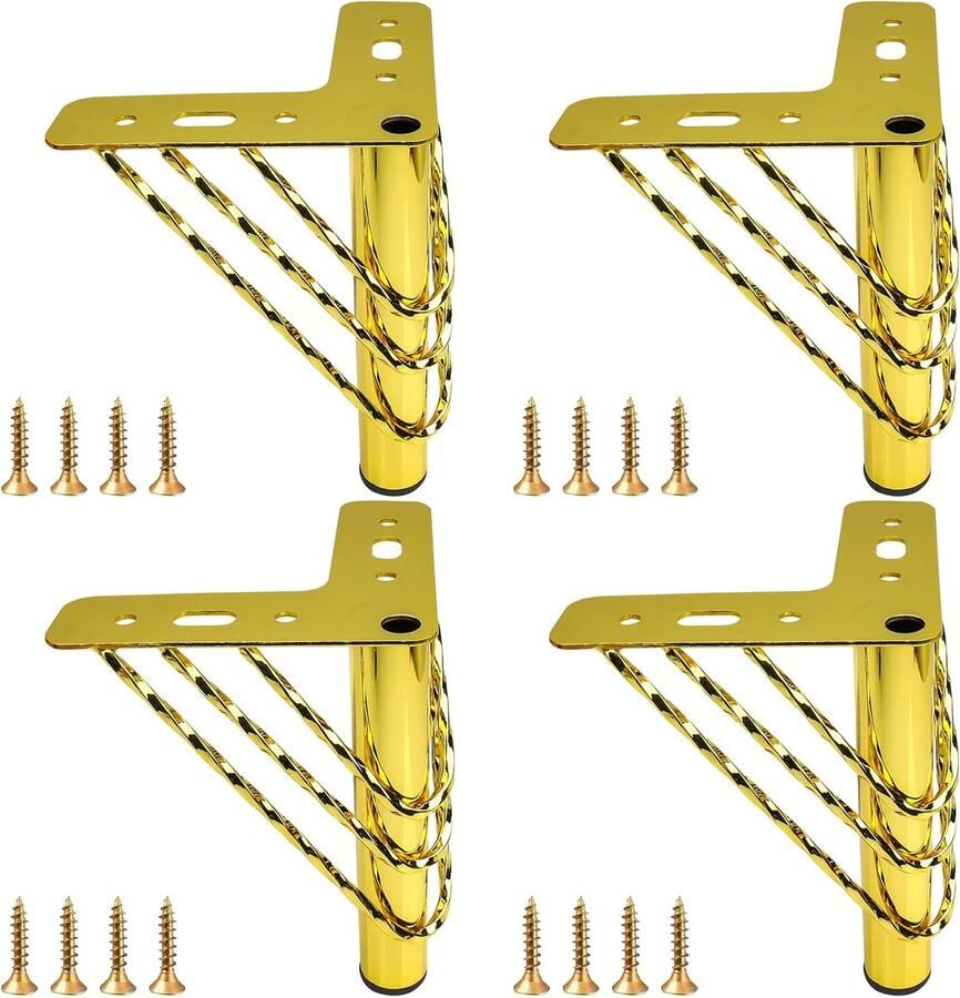 Roellgs 15 cm Gold Furniture Legs Heavy Duty Coffee Table Legs Furniture Legs with Rubber Floor Protectors Modern Mid Century Legs DIY Projects for Sofa Couch Sofa
