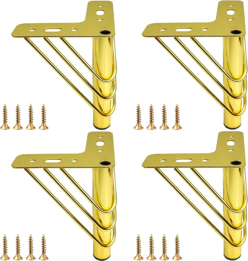 Roellgs 15cm Gold Furniture Legs Heavy Duty Coffee Table Legs Furniture Legs with Rubber Floor Protectors Modern Mid Century Legs DIY Projects for Sofa Bedside Table