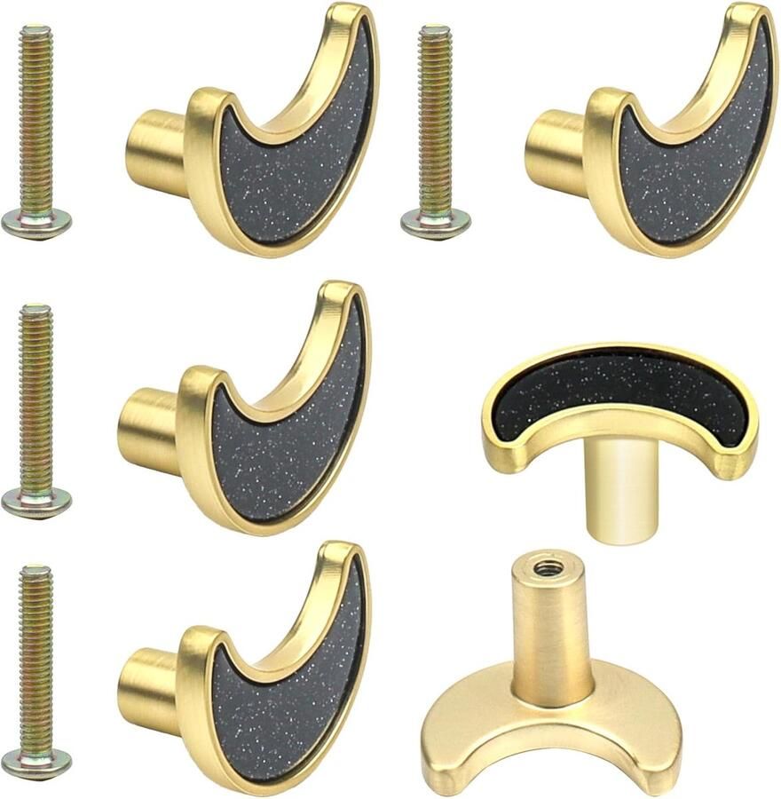 Roellgs 4pcs 33mm Door Handle with Screws High Quality Light Luxury Handle Wardrobe Cabinet Drawer Handle Single Hole Handle Home Decoration (Black)