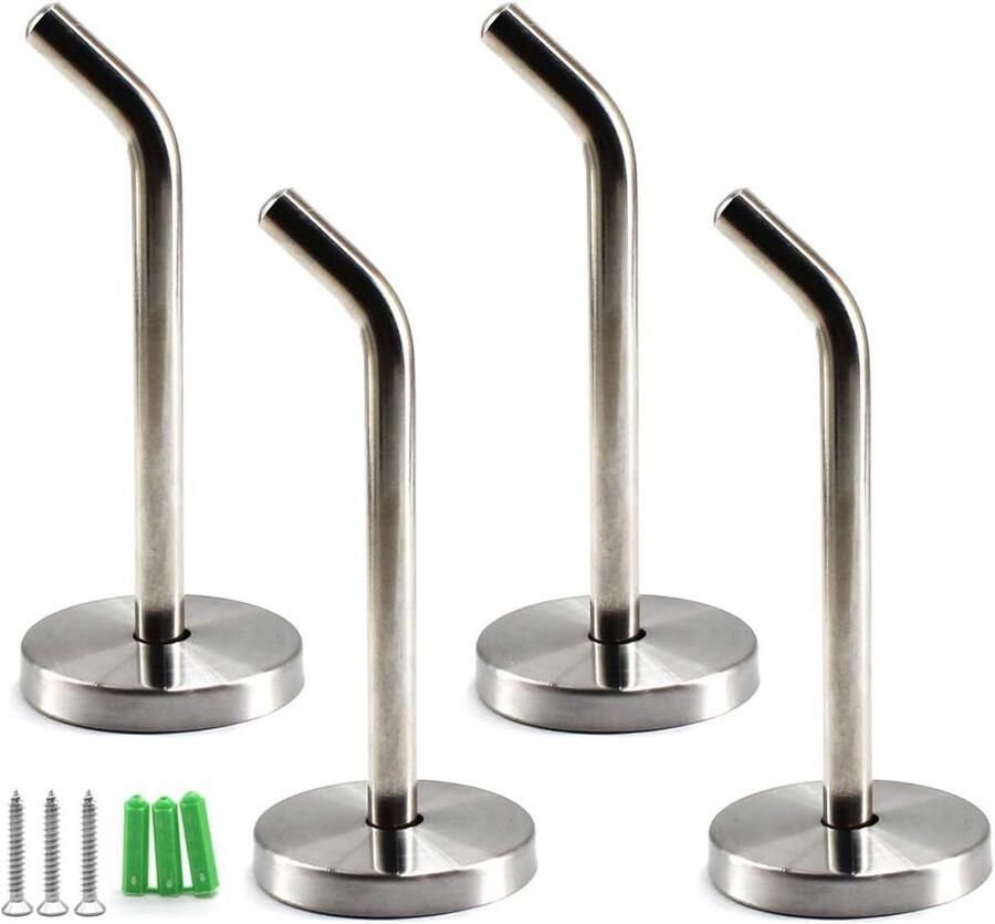 Roestvrij Staal Heavy Duty Lange Neus Wandmontage Haak Keuken Gebruiksvoorwerp Hanger Haak Gewaad Kapstok Haak Met Schroeven en Uitbreidingspijpen 4 Pack 100mm
