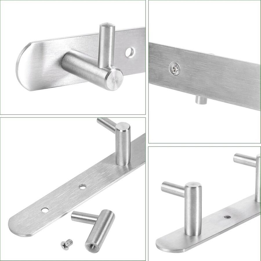 Roestvrij staal kledinghaken wandhaken zelfklevend en schroeven kapstok met 5 haken garderobehaken voor hoed sjaals handtassen handdoekhaken