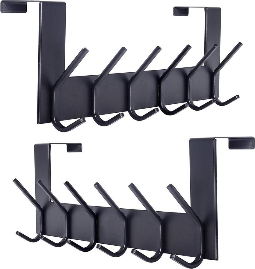 Roestvrij stalen deurhaak kleerhanger handdoek gewaden portemonnee zwart voor badkamer slaapkamer Over-deur kapstok