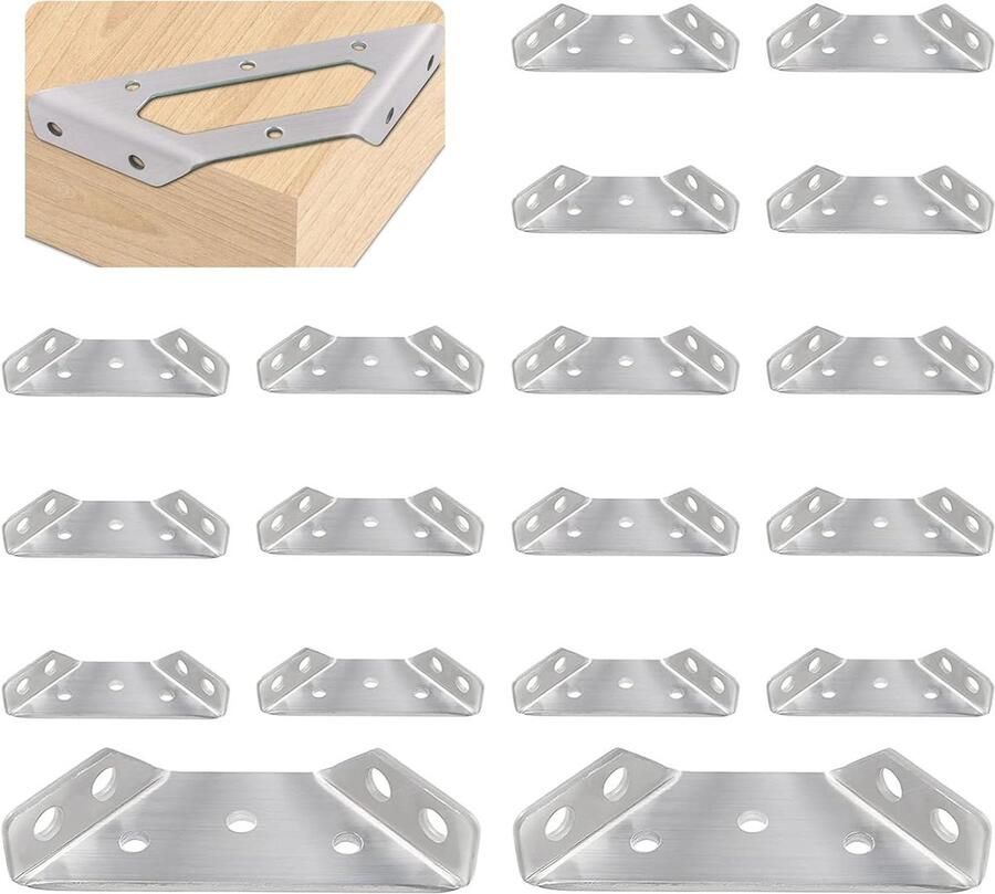 Roestvrij stalen driehoekige vorm hoekklem kast tafel sluiting metaal hoekhouder (20 stuks)