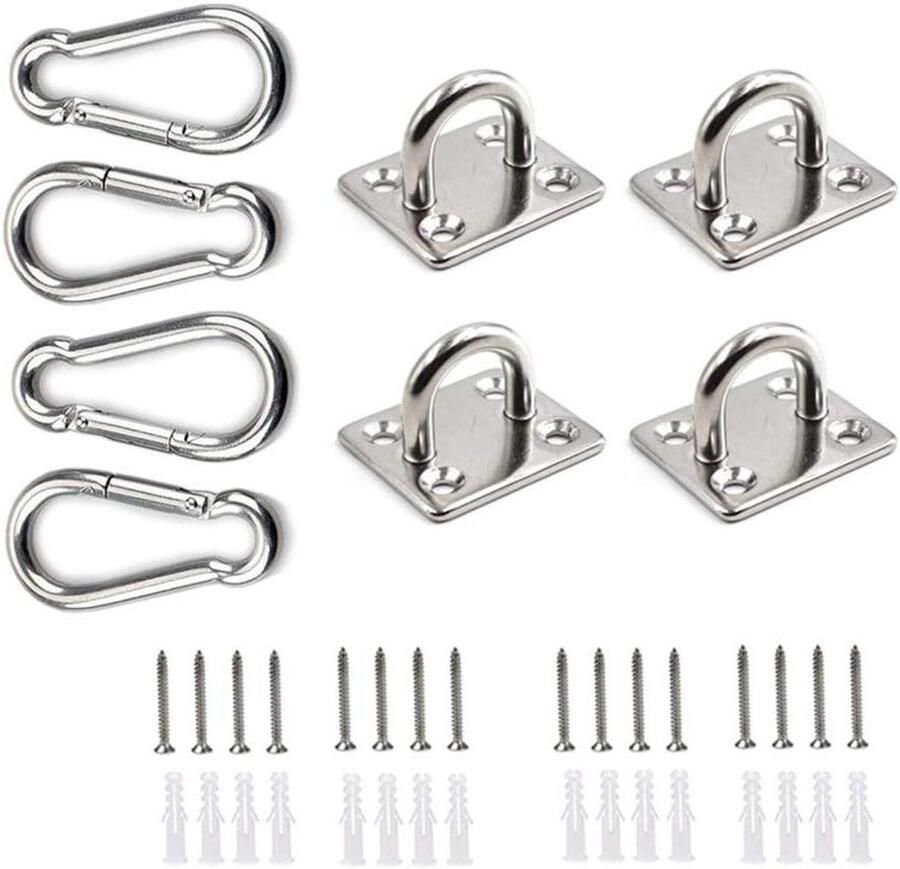 Roestvrij stalen karabijnhaak met oogplaat voor zonnezeil wandbevestiging Plafondbevestiging Wandhaken- Let op: Als je wilt dat ik ook de titel korter maak laat het me dan weten