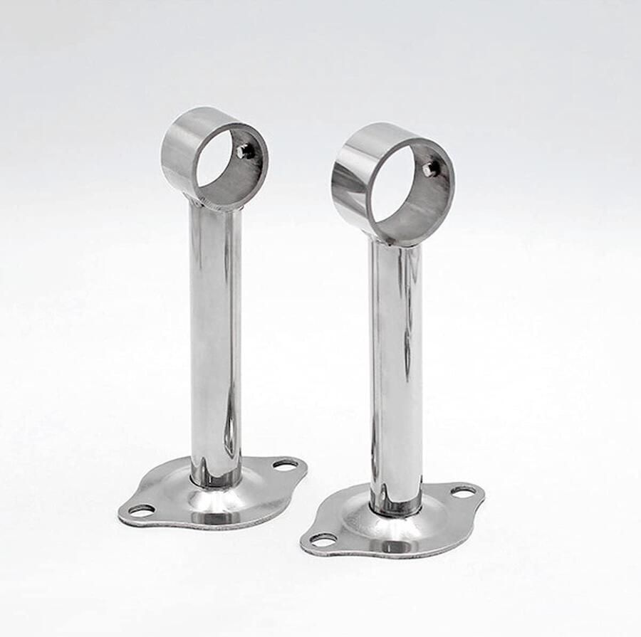 Roestvrij stalen kast Pole Sockets Ronde Base Dia. 32mm Hoogte 150mm Garderobe Pijp Houder Hanger Closet Rod End Supports 2 Stks
