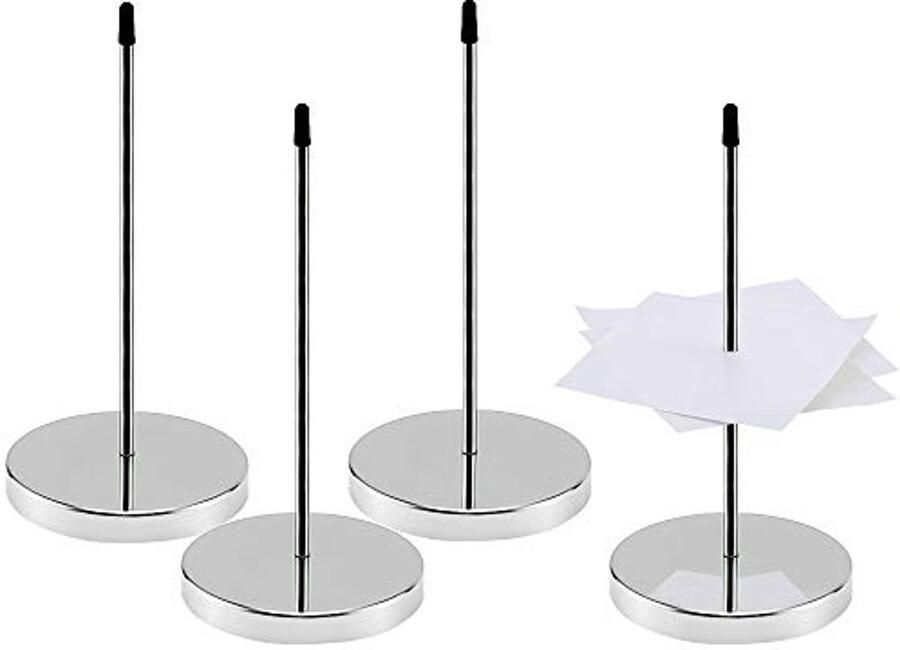 Roestvrij Stalen Memo Houder Spike 4 Stks Ronde Basis Voor Restaurant Kantoor Thuis en School