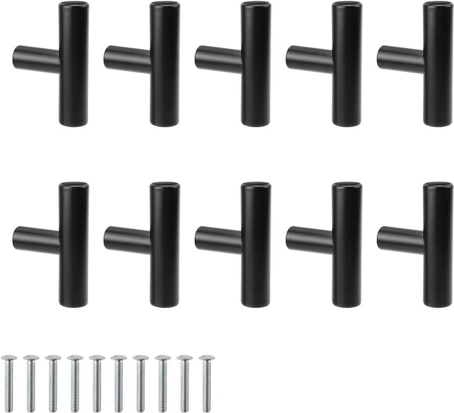 Roestvrij Stalen Meubelknoppen Set van 10 Zwart Modern design Voor Kasten en Kaptafels