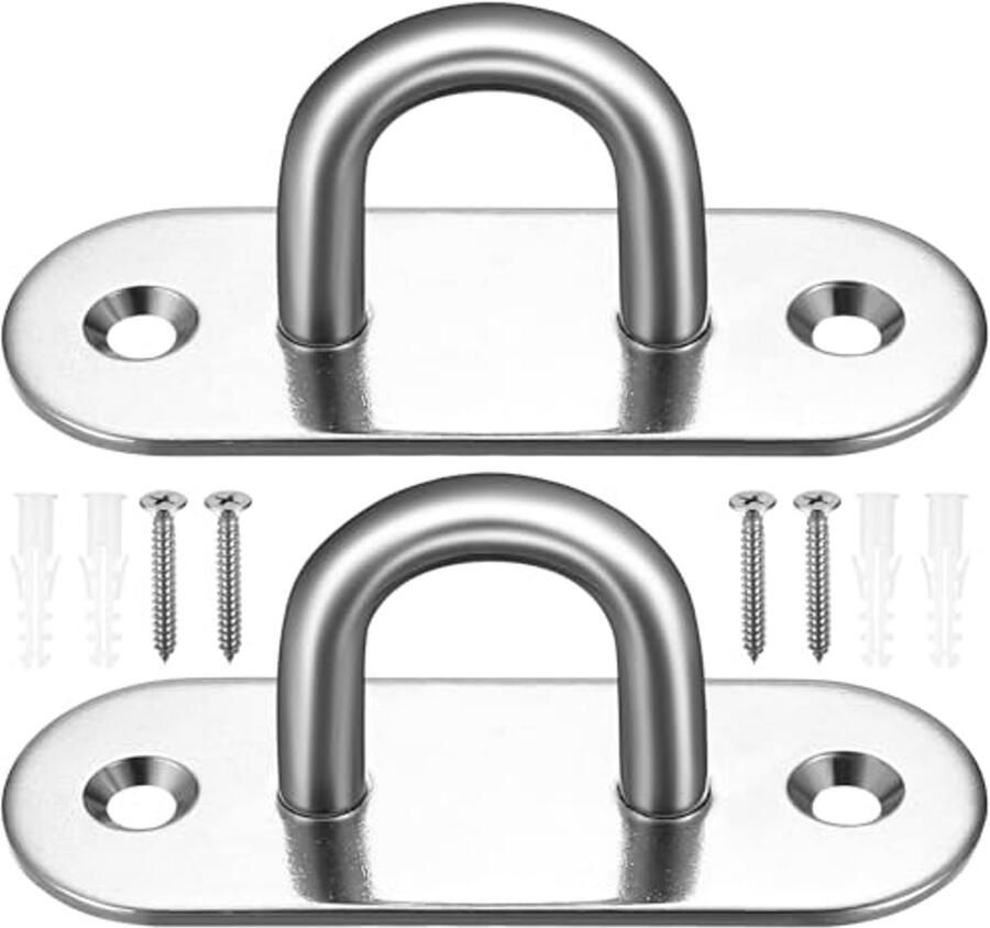 Roestvrij Stalen Plafondhaken Schommelhaken tot 250 kg voor Hangstoelen Hangmatten en Bokszakken 2 Stuks