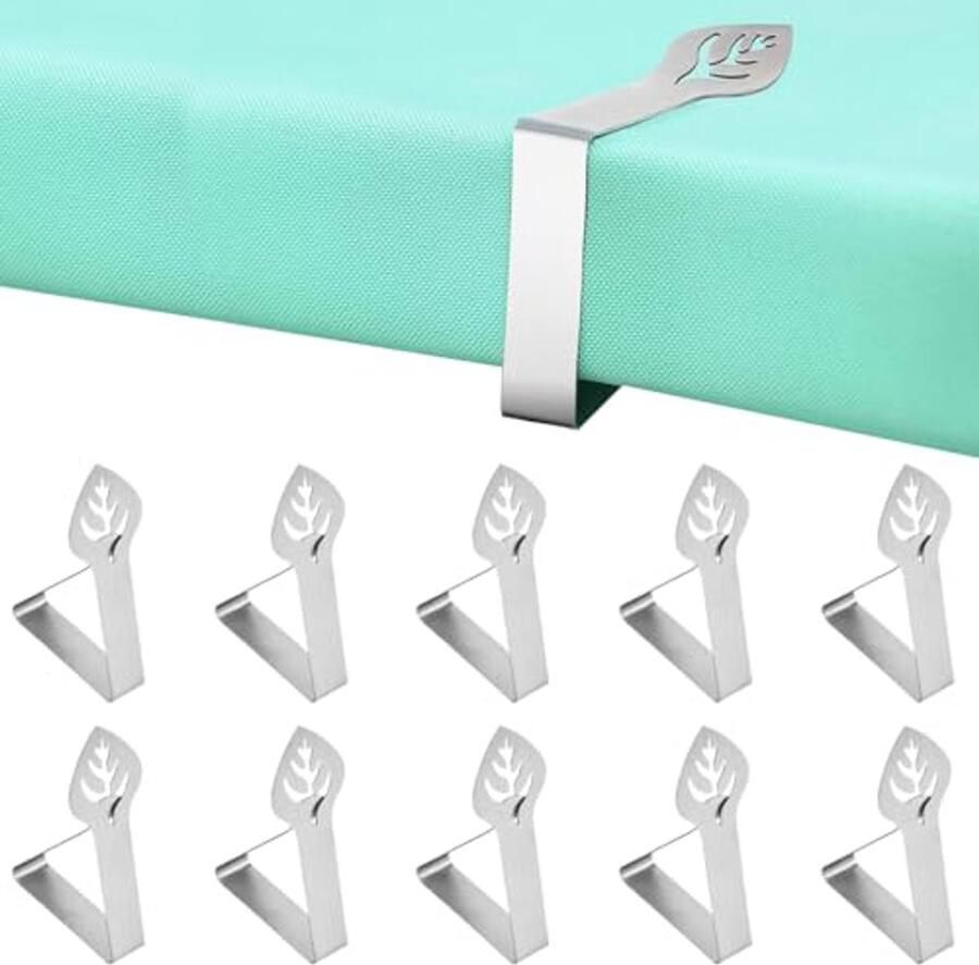 Roestvrij Stalen Tafelkleedklemmen voor Dikke Tafels 10 Stuks voor binnen en buiten