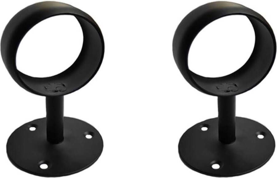 Roestvrij stalen zware kaststang gordijnstang einde ondersteunt stopcontact flens staaf houder kast paal met bijpassende schroeven (2 inch zwart)