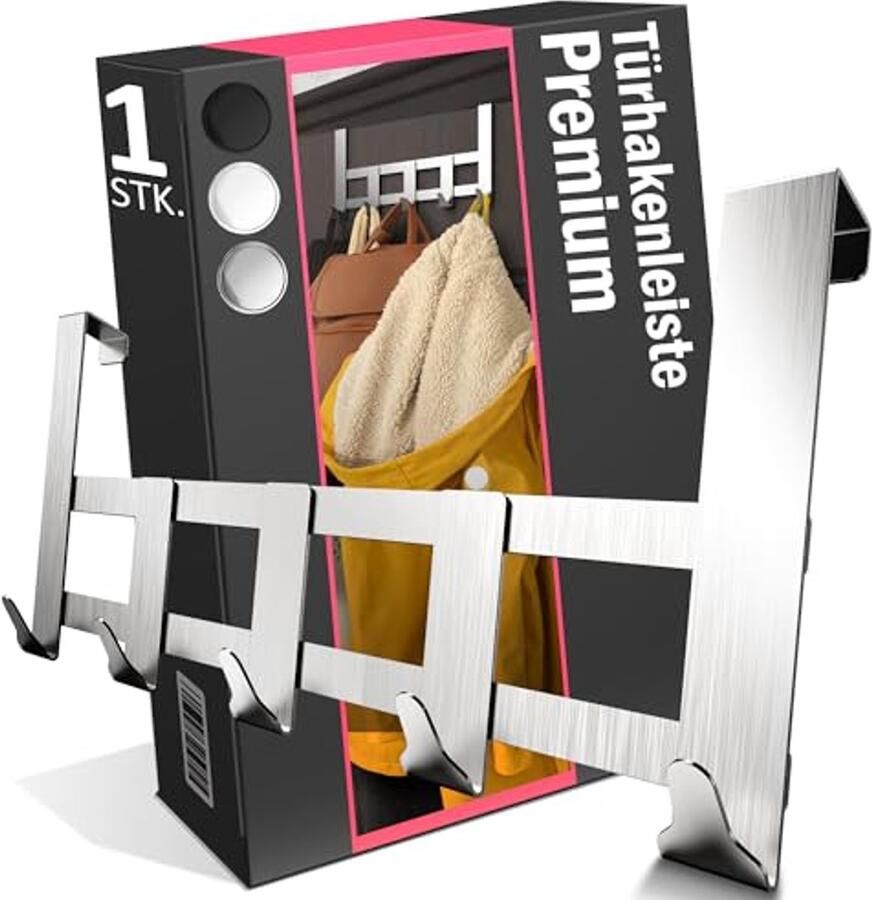 Roestvrijstalen Deurkapstok met 5 Haken Sterke Kledinghaken voor Deur