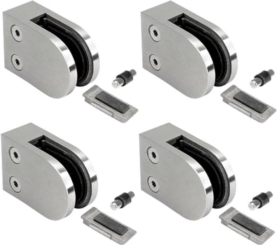 Roestvrijstalen Glashouders 4 Stuks Klemmen voor Glasbevestiging 63 x 45 x 30 mm