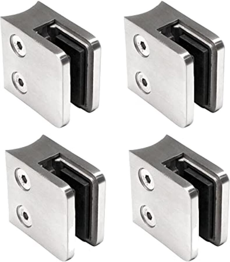 Roestvrijstalen Glasklemmen 4 Stuks Ideaal voor Leuningen en Glaspanelen Weerbestendig en Eenvoudige Montage
