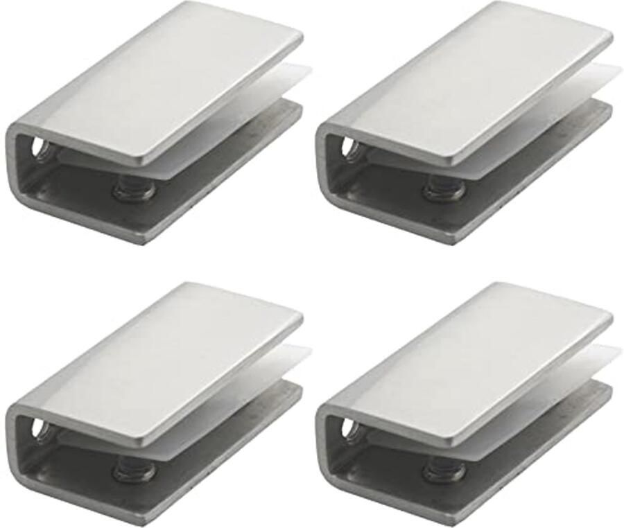 Roestvrijstalen Glasklemmen voor Planken 4 Stuks Geborsteld Voor 8-12 mm Dikte Glas