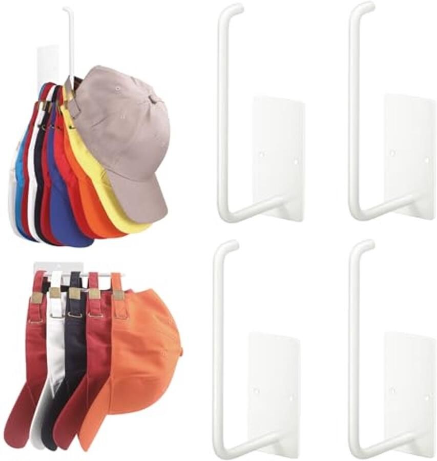 Roestvrijstalen hoedenrekken Multifunctionele zelfklevende hoedenhangers voor meer dan 10 hoeden