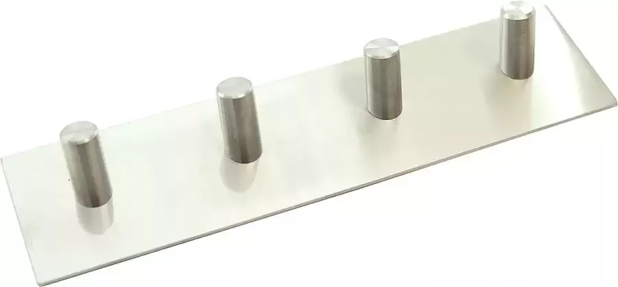 Roestvrijstalen kapstok met 4 haken om te lijmen metalen wandkapstok ideaal voor jassen sleutels of jassen houdt aan de muur glas tegels haakrek