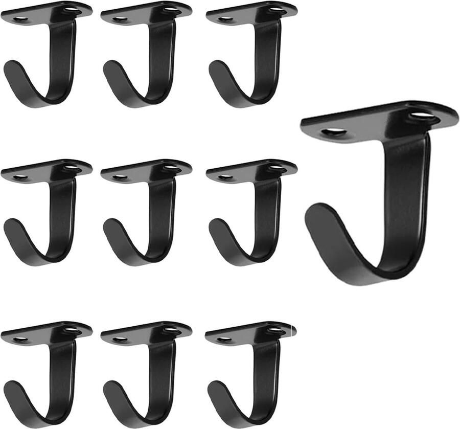 Roestvrijstalen kapstokhaak onder de plank Bevestiging aan plafondhaken Topmontagehaken Handdoek kleedkledinghaak zwart 10 stuks voor badkamer Keukenkast