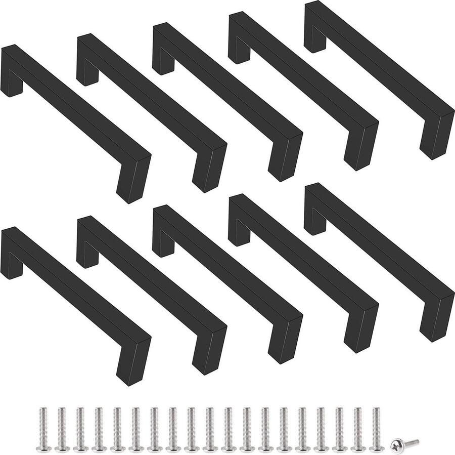 Roestvrijstalen kastgrepen Zwarte deurknoppen Meubelgreep met schroef Huisdecoratie 128 mm gatafstand