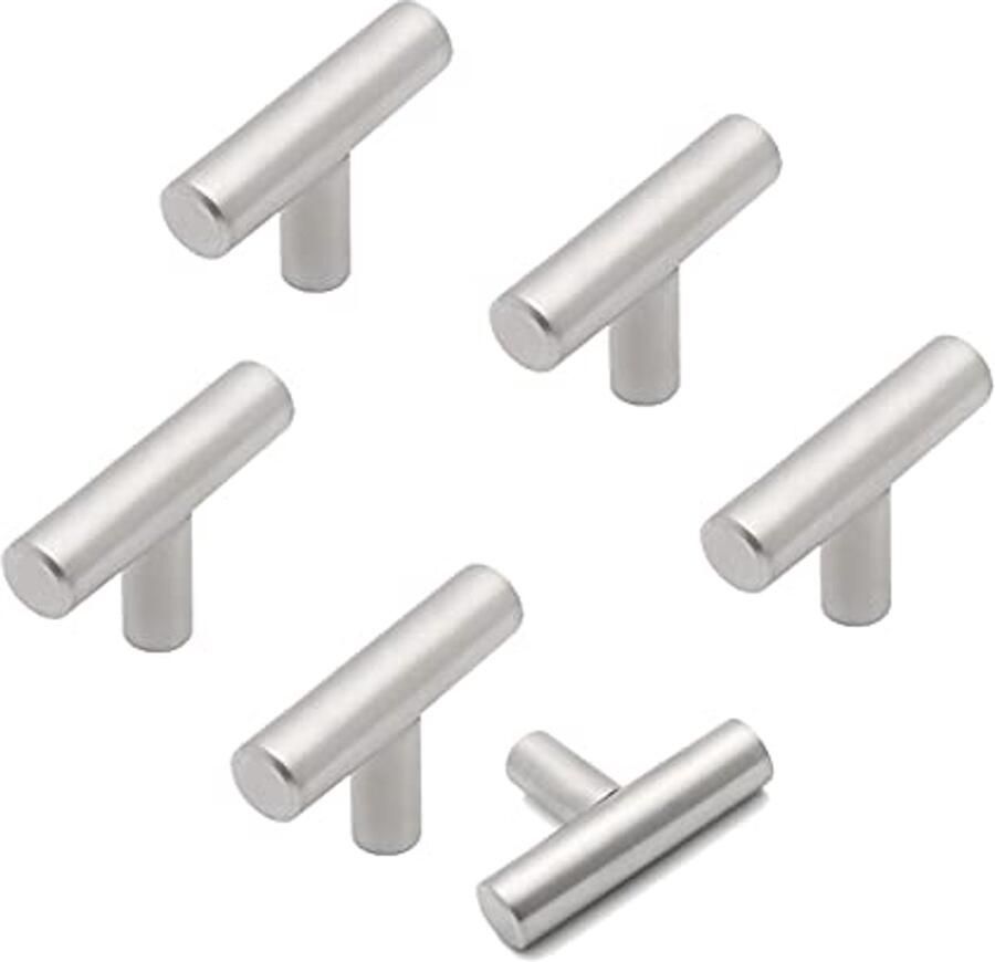 Roestvrijstalen Keukenlade Knoppen 6-pack T-Bar Handgrepen voor Meubels