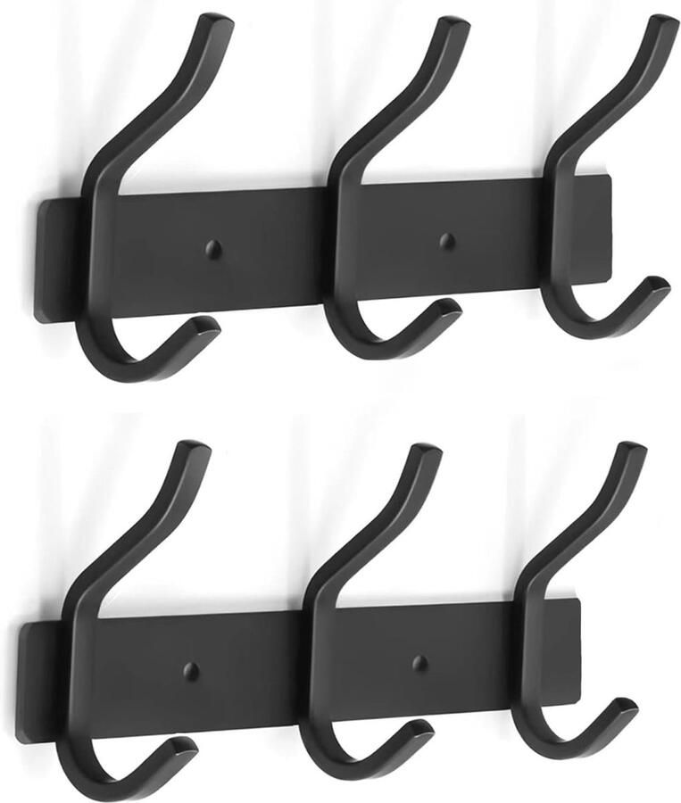 Roestvrijstalen Kledinghaken met 3 Haken Wandhaken voor Slaapkamer Badkamer en Entree (2 Stuks)