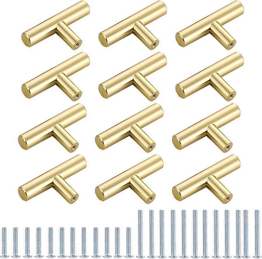 Roestvrijstalen meubelknoppen Duurzaam en stijlvol 12 stuks Geborsteld goud 50x32mm