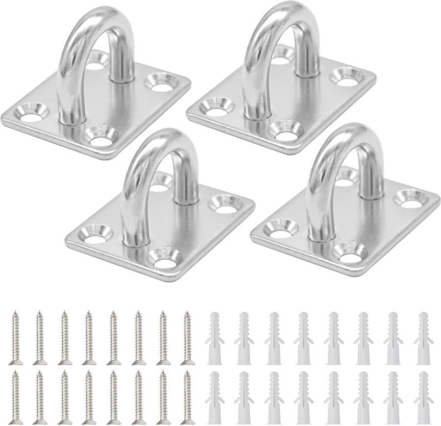 Roestvrijstalen Oogplaat Haak Hangmat Ophang Accessoire 4 Stuks M8