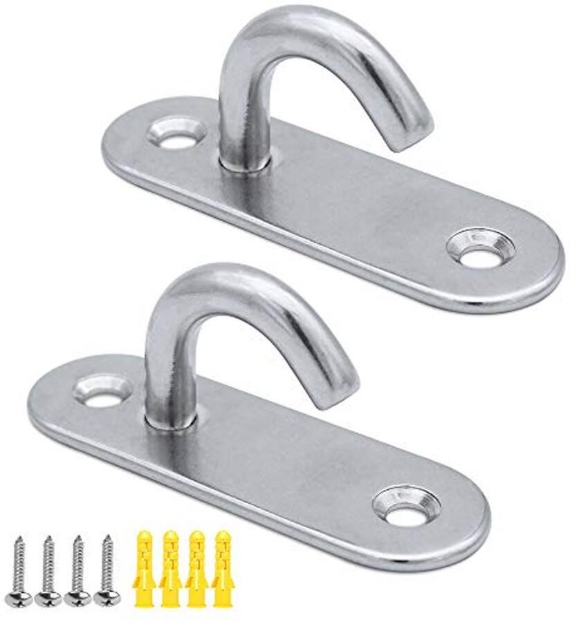 Roestvrijstalen Plafondhaken M8 Set van 2 Zware Duty Ovale Open Haken voor Hangmat Schommel Yoga en Meer