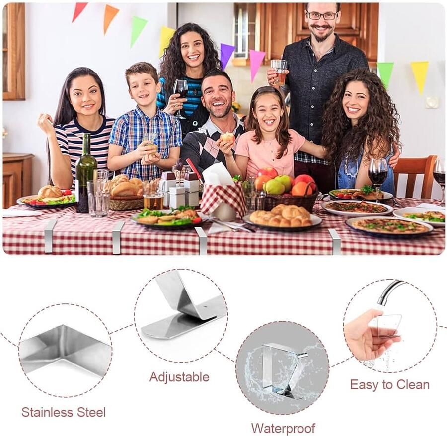 Roestvrijstalen tafelkleedklemmen decoratief en stevig set van 30