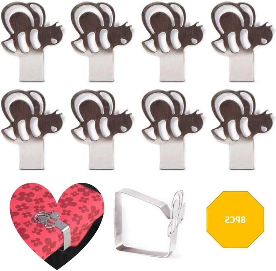 Roestvrijstalen tafelkleedklemmen Ideaal voor feest en picknick 8 stuks