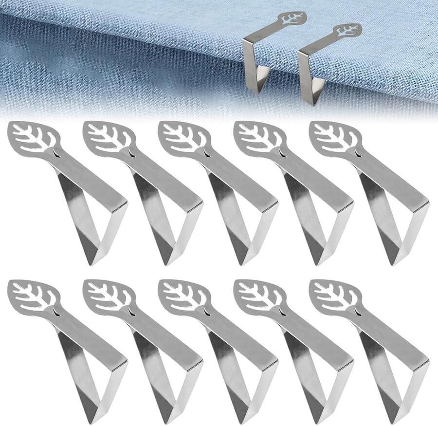 Roestvrijstalen tafelkleedklemmen stevig en praktisch 10 stuks