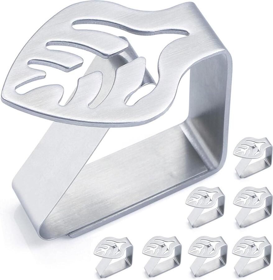 8 Stuks Tafelzeilklemmen Tuinartikelen Tafelkleed vastzetten Tafelkleed klemmen RVS Tafel accessoires Tafelkleedklemmen voor buiten zilver