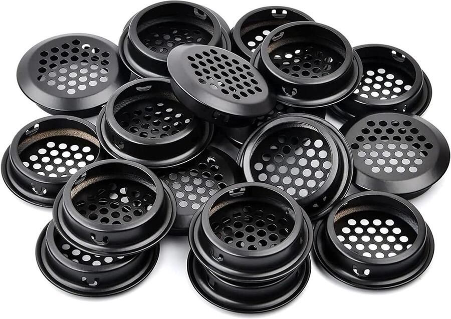 Roestvrijstalen ventilatiegat voor kast 16 stuks zwart keuken en boekenkast rond roestvrij staal luchtrooster kledingkast